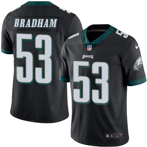 Men's Elite Nigel Bradham Nike Jersey Black - #53 Rush NFL Philadelphia Eagles